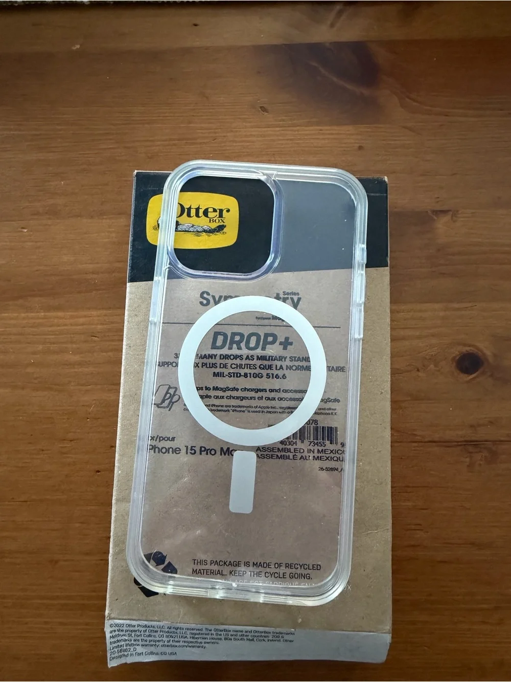 OtterBox Symmetry Drop+ Case Packaging - Brown Kraft with Black and Yellow Logo